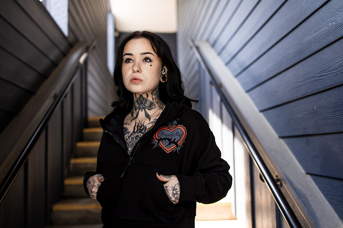 Dead Inside Quarter Zip Crop Hoodie