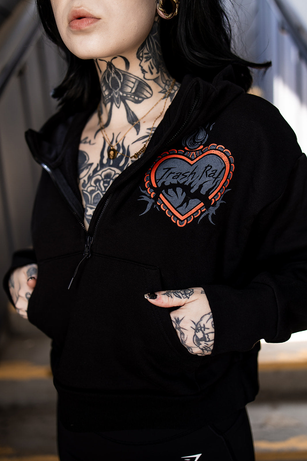 Dead Inside Quarter Zip Crop Hoodie