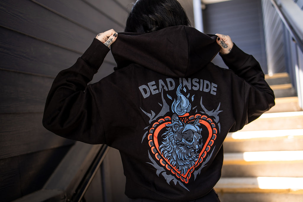 Dead Inside Quarter Zip Crop Hoodie