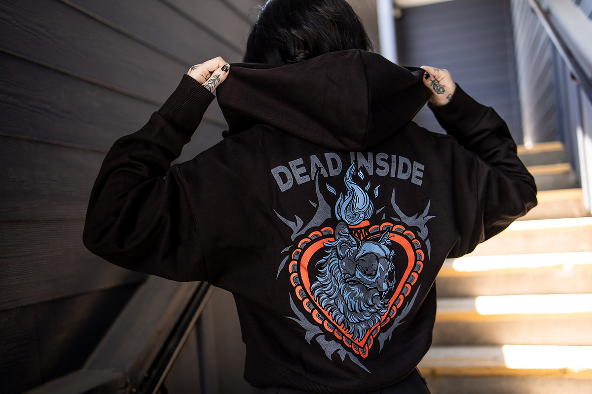 Dead Inside Quarter Zip Crop Hoodie