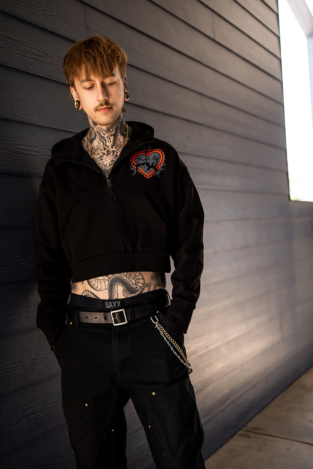 Dead Inside Quarter Zip Crop Hoodie