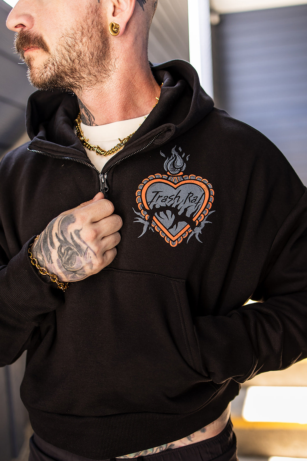Dead Inside Quarter Zip Crop Hoodie