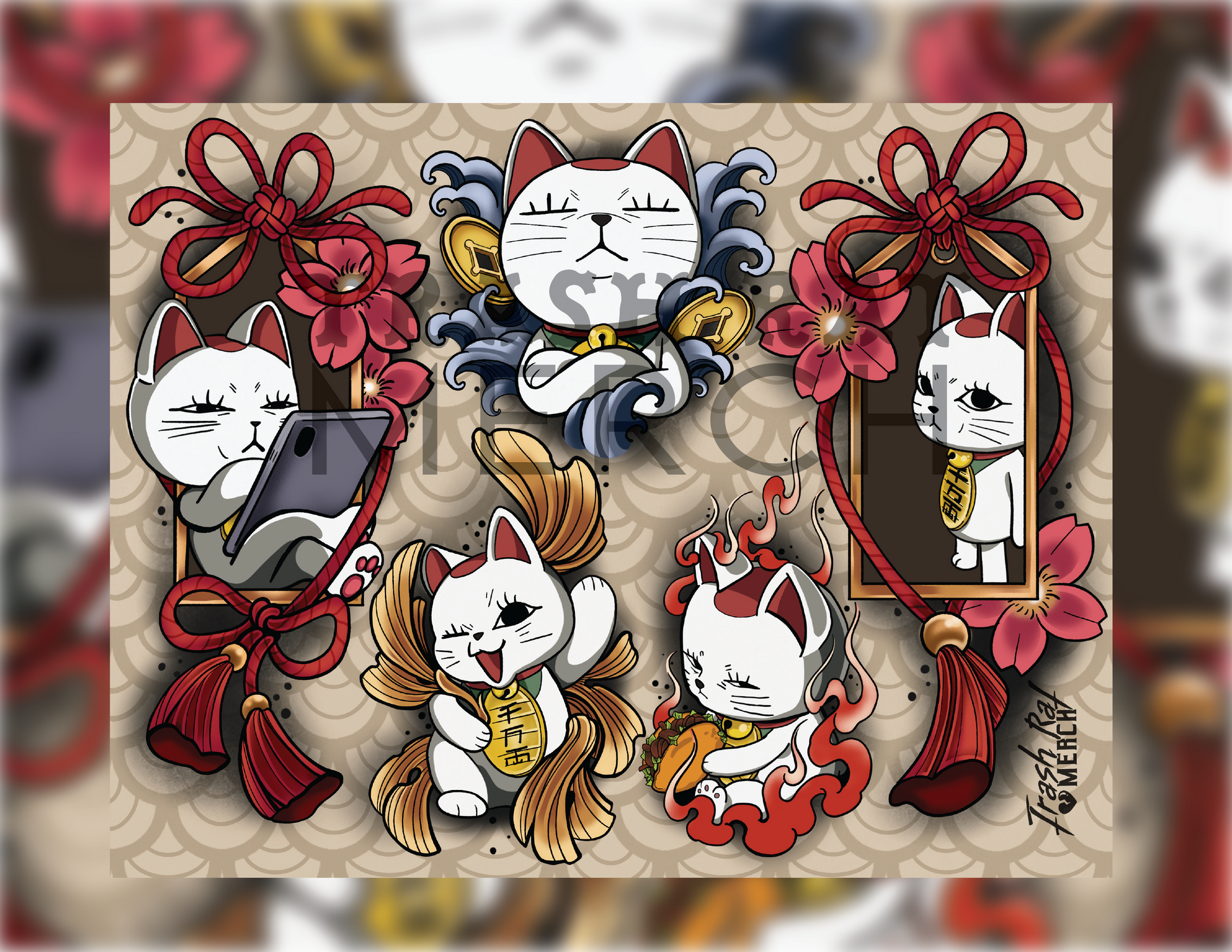 Maneki Neko Anime Print